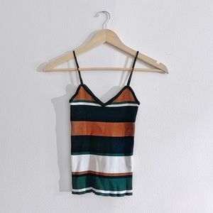Romwe Striped Ribbed Knit Tank Top